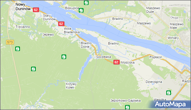 mapa Soczewka gmina Nowy Duninów, Soczewka gmina Nowy Duninów na mapie Targeo