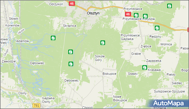 mapa Sokole Góry, Sokole Góry na mapie Targeo