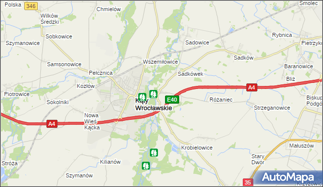 mapa Sośnica gmina Kąty Wrocławskie, Sośnica gmina Kąty Wrocławskie na mapie Targeo