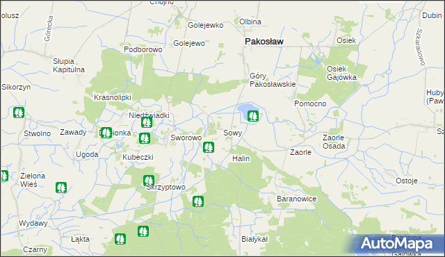 mapa Sowy gmina Pakosław, Sowy gmina Pakosław na mapie Targeo