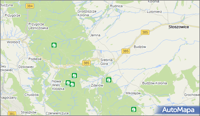 mapa Srebrna Góra gmina Stoszowice, Srebrna Góra gmina Stoszowice na mapie Targeo