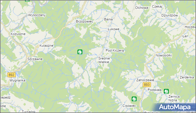 mapa Średnie Wielkie, Średnie Wielkie na mapie Targeo