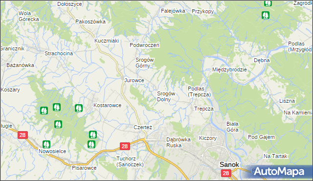 mapa Srogów Dolny, Srogów Dolny na mapie Targeo