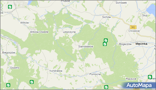 mapa Stanisławów gmina Męcinka, Stanisławów gmina Męcinka na mapie Targeo