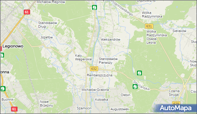 mapa Stanisławów Pierwszy gmina Nieporęt, Stanisławów Pierwszy gmina Nieporęt na mapie Targeo