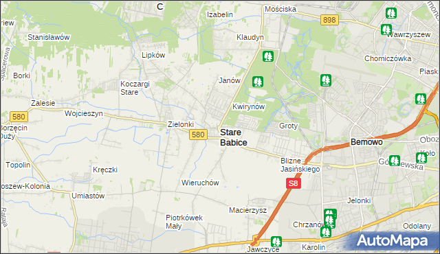 mapa Stare Babice, Stare Babice na mapie Targeo