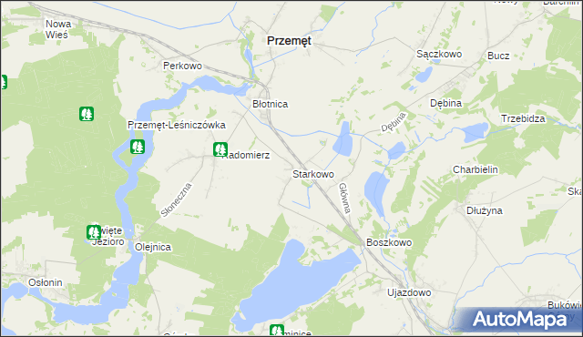 mapa Starkowo gmina Przemęt, Starkowo gmina Przemęt na mapie Targeo
