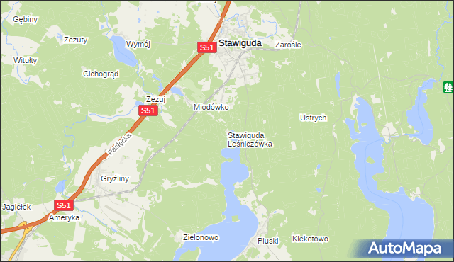 mapa Stawiguda Leśniczówka, Stawiguda Leśniczówka na mapie Targeo