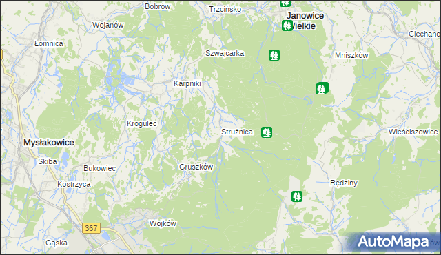 mapa Strużnica, Strużnica na mapie Targeo