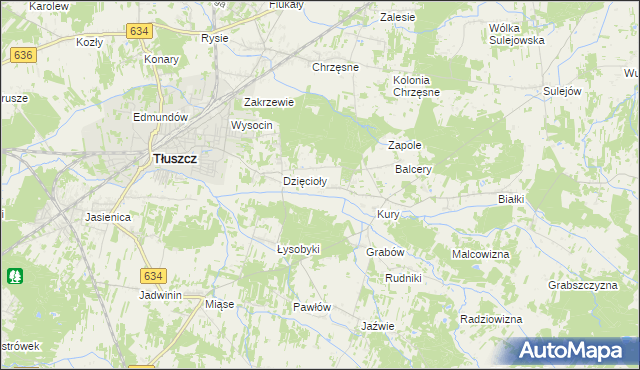 mapa Stryjki gmina Tłuszcz, Stryjki gmina Tłuszcz na mapie Targeo