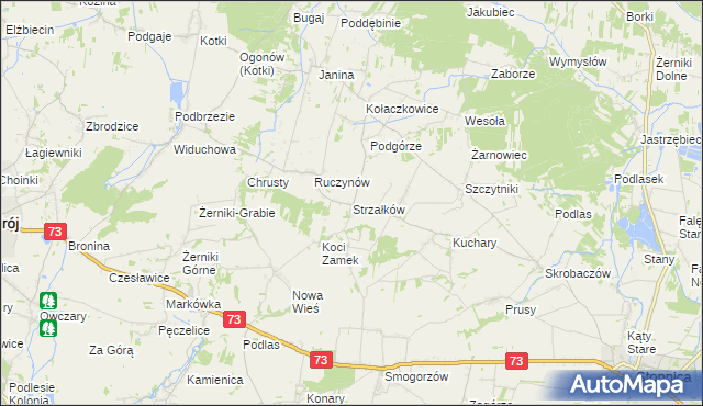mapa Strzałków gmina Stopnica, Strzałków gmina Stopnica na mapie Targeo