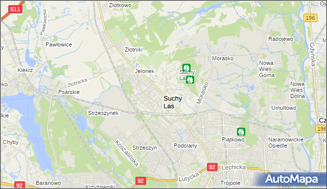 mapa Suchy Las powiat poznański, Suchy Las powiat poznański na mapie Targeo