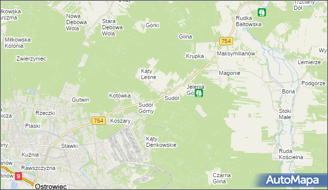 mapa Sudół gmina Bodzechów, Sudół gmina Bodzechów na mapie Targeo