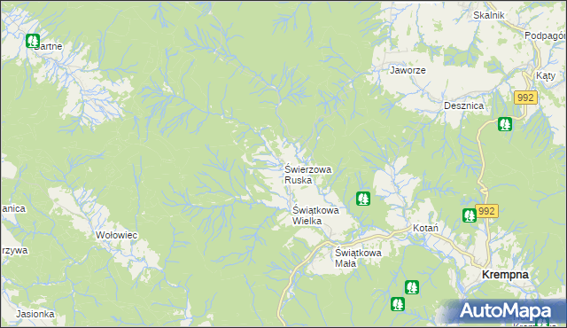 mapa Świerzowa Ruska, Świerzowa Ruska na mapie Targeo