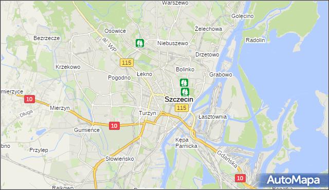 mapa Szczecina, Szczecin na mapie Targeo