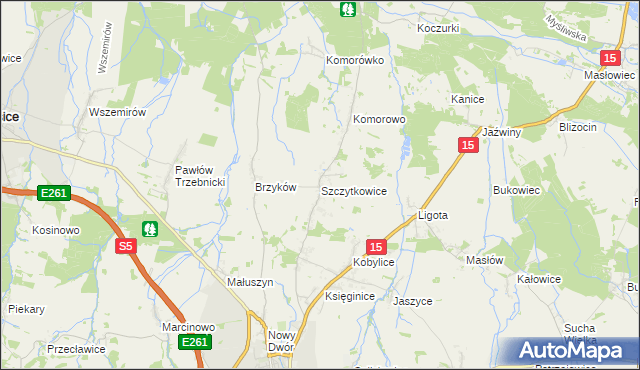 mapa Szczytkowice, Szczytkowice na mapie Targeo