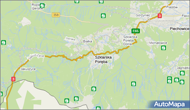 mapa Szklarska Poręba, Szklarska Poręba na mapie Targeo