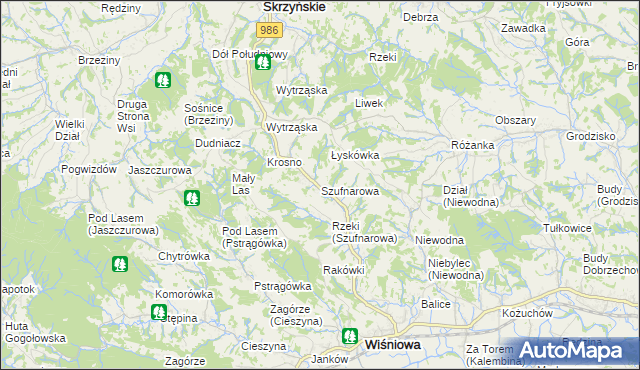 mapa Szufnarowa, Szufnarowa na mapie Targeo