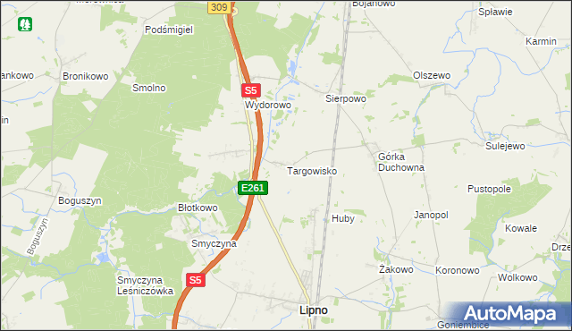 mapa Targowisko gmina Lipno, Targowisko gmina Lipno na mapie Targeo