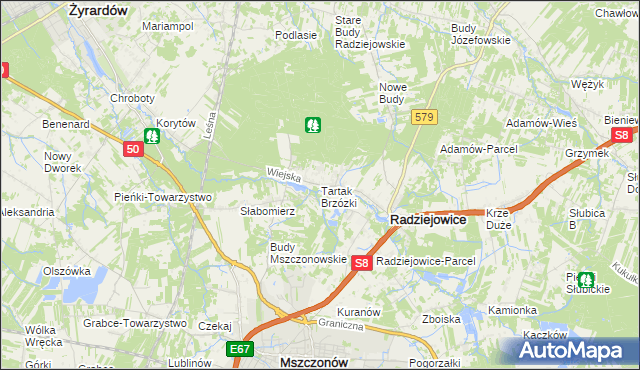 mapa Tartak Brzózki, Tartak Brzózki na mapie Targeo