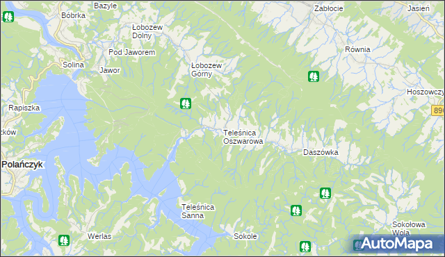 mapa Teleśnica Oszwarowa, Teleśnica Oszwarowa na mapie Targeo