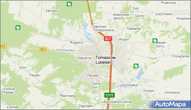 mapa Tomaszów Lubelski, Tomaszów Lubelski na mapie Targeo