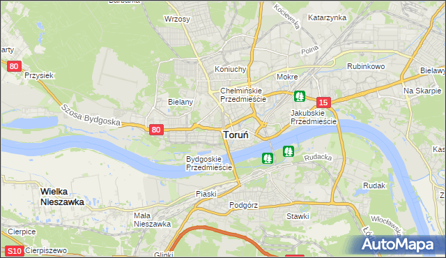 mapa Torunia, Toruń na mapie Targeo