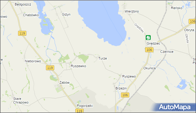 mapa Turze gmina Pyrzyce, Turze gmina Pyrzyce na mapie Targeo