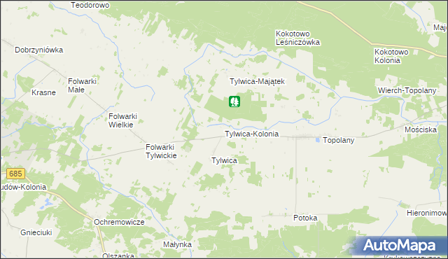 mapa Tylwica-Kolonia, Tylwica-Kolonia na mapie Targeo