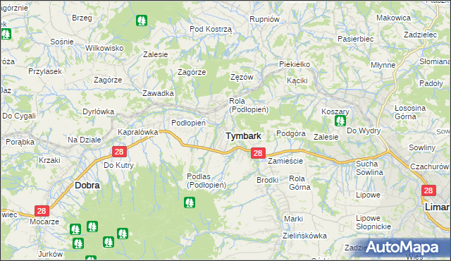 mapa Tymbark, Tymbark na mapie Targeo