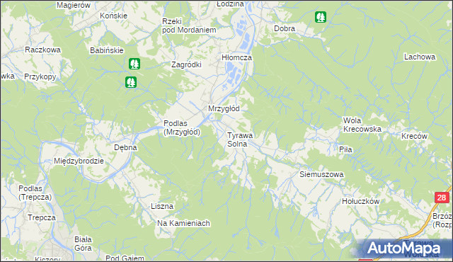 mapa Tyrawa Solna, Tyrawa Solna na mapie Targeo