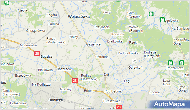 mapa Ustrobna, Ustrobna na mapie Targeo