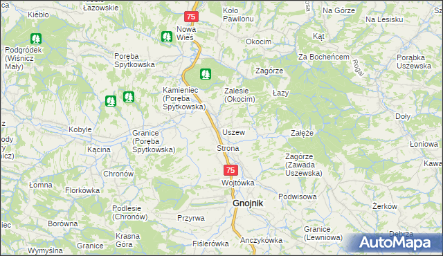 mapa Uszew, Uszew na mapie Targeo