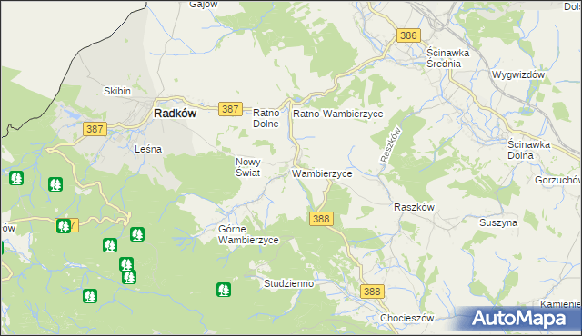 mapa Wambierzyce, Wambierzyce na mapie Targeo