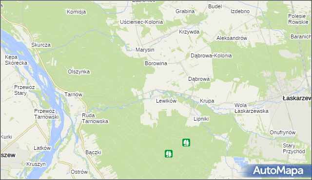 mapa Wanaty gmina Łaskarzew, Wanaty gmina Łaskarzew na mapie Targeo