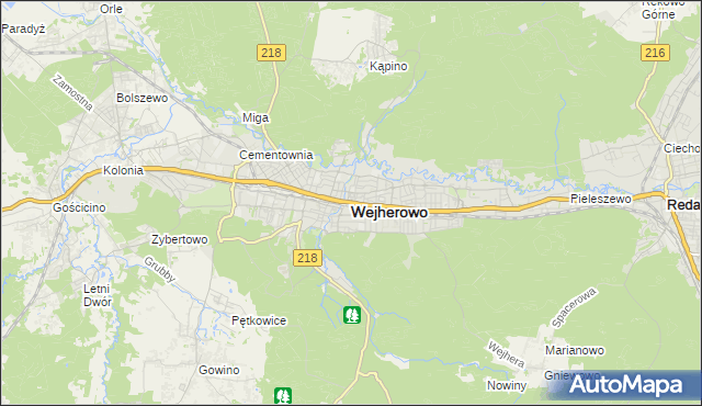 mapa Wejherowo, Wejherowo na mapie Targeo