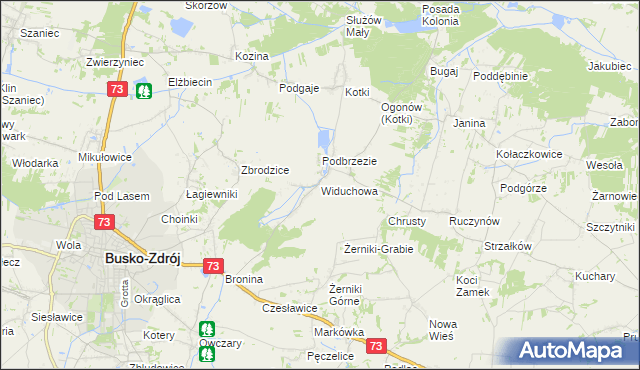 mapa Widuchowa gmina Busko-Zdrój, Widuchowa gmina Busko-Zdrój na mapie Targeo