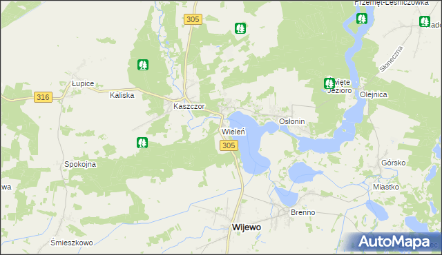 mapa Wieleń gmina Przemęt, Wieleń gmina Przemęt na mapie Targeo