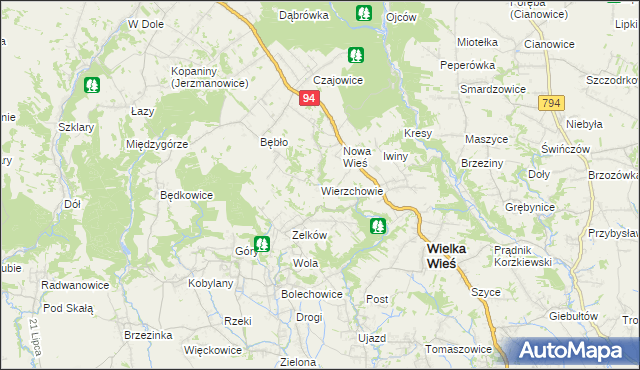 mapa Wierzchowie, Wierzchowie na mapie Targeo