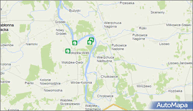 mapa Wierzchuca Nadbużna, Wierzchuca Nadbużna na mapie Targeo