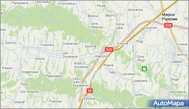 mapa Wietrzno gmina Dukla, Wietrzno gmina Dukla na mapie Targeo