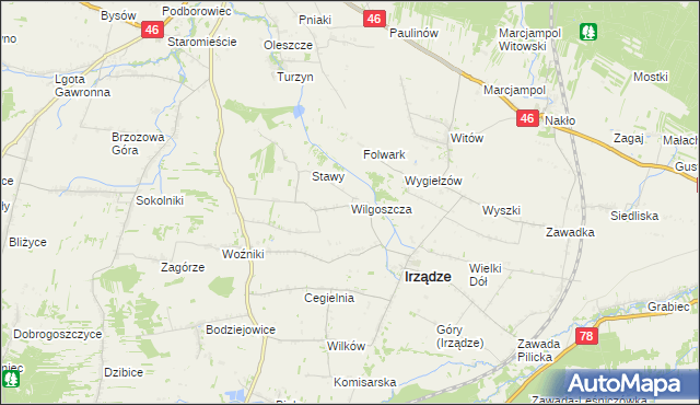 mapa Wilgoszcza, Wilgoszcza na mapie Targeo