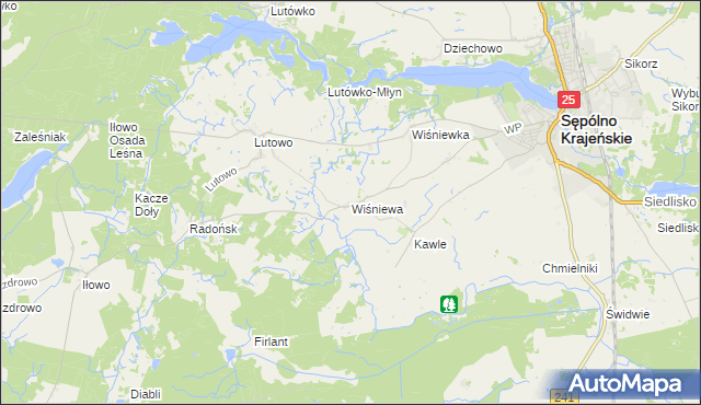 mapa Wiśniewa gmina Sępólno Krajeńskie, Wiśniewa gmina Sępólno Krajeńskie na mapie Targeo