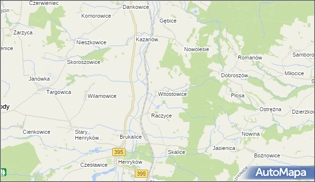mapa Witostowice, Witostowice na mapie Targeo