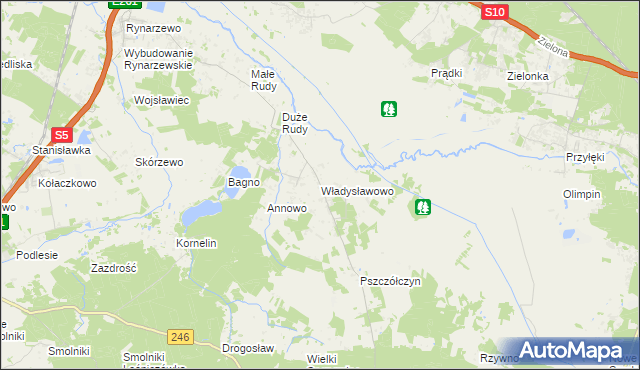 mapa Władysławowo gmina Łabiszyn, Władysławowo gmina Łabiszyn na mapie Targeo