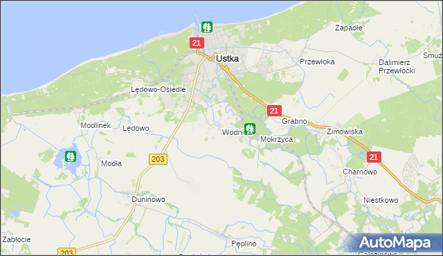 mapa Wodnica gmina Ustka, Wodnica gmina Ustka na mapie Targeo