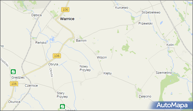 mapa Wójcin gmina Warnice, Wójcin gmina Warnice na mapie Targeo