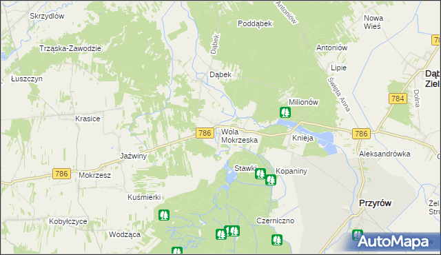 mapa Wola Mokrzeska, Wola Mokrzeska na mapie Targeo
