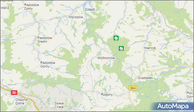 mapa Wolbromów, Wolbromów na mapie Targeo