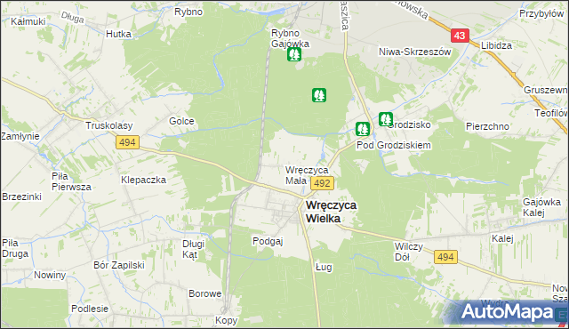 mapa Wręczyca Mała, Wręczyca Mała na mapie Targeo